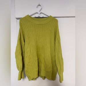 Aerie Lime Ribbed Crew Neck Sweater